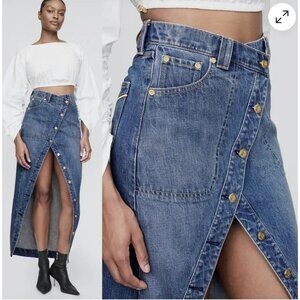 Cult Gaia X Gap Button-Front High-Slit Blue Denim Maxi Skirt  Size 31 NWT